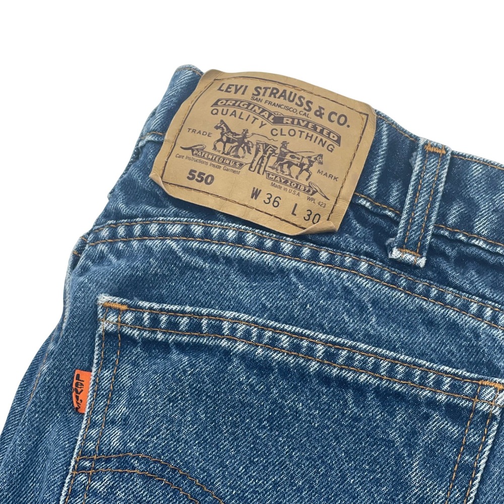 VTG Levi Strauss 550 Relaxed Fit Jeans Mens 36x30 Blue Denim USA Made Orange Tag